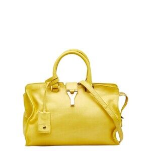 Saint Laurent Cabas Y Line Handbag Shoulder Bag Yellow Leather